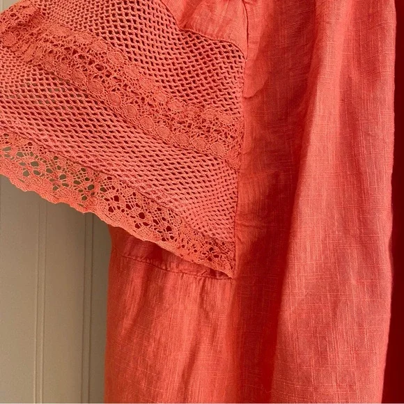 Old Navy 100% Cotton Women's Crochet Flutter-Sleeve Swing Top Women’s M Tall - Picture 3 of 5